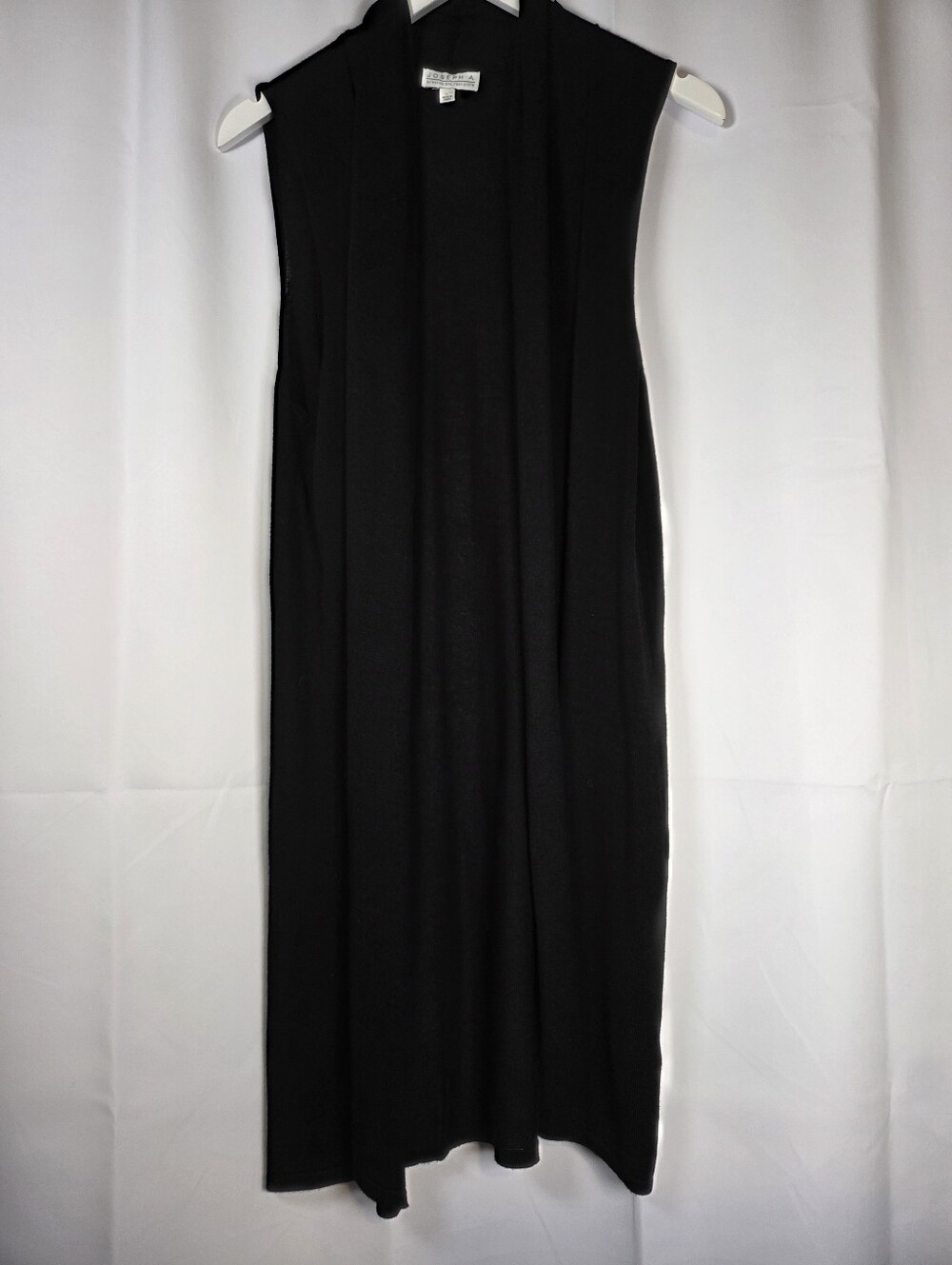 Joseph A Long Black Sweater Vest Duster Women's Size L
